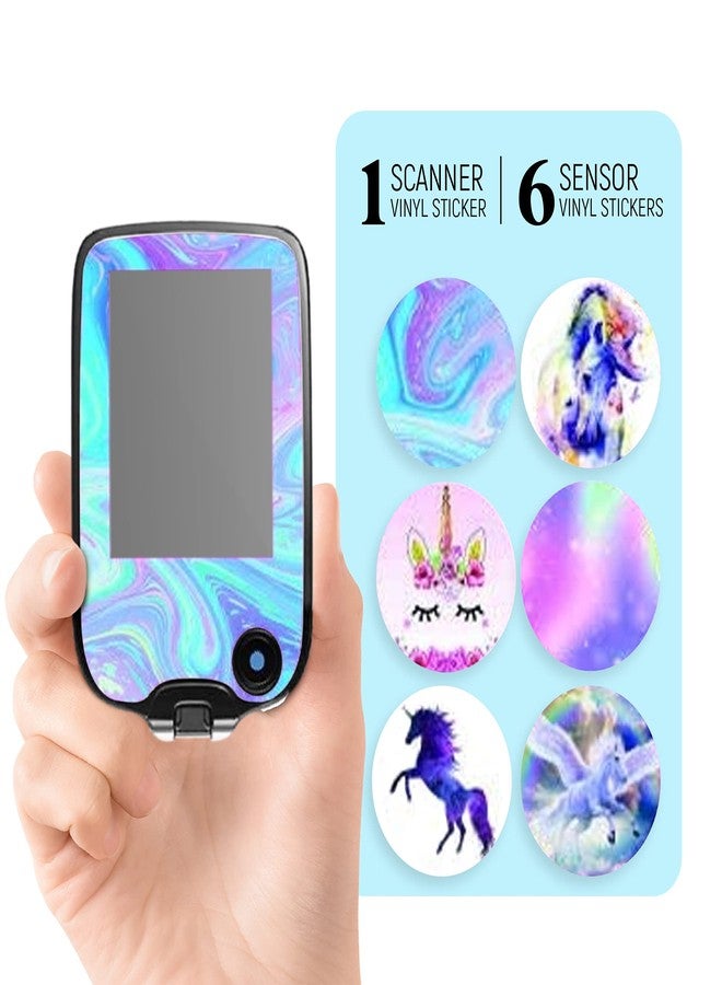 Rockadex Decal Compatible for Freestyle Libre Decal Set (Rainbow Unicorn) - Image 1